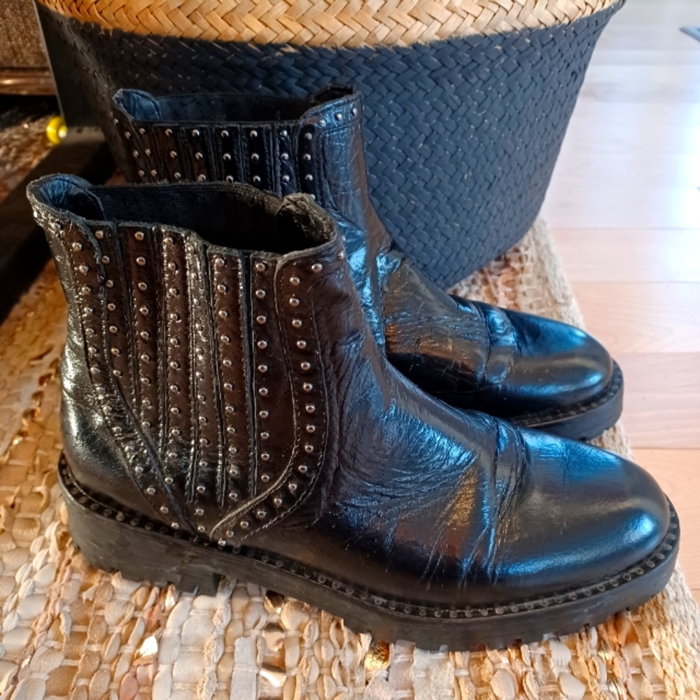 Studed leather boots
